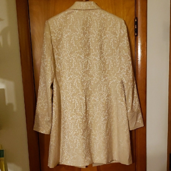 Casual Corner Cream Ivory Jacquard Textured Duster Long Blazer Elegant - Picture 5 of 5